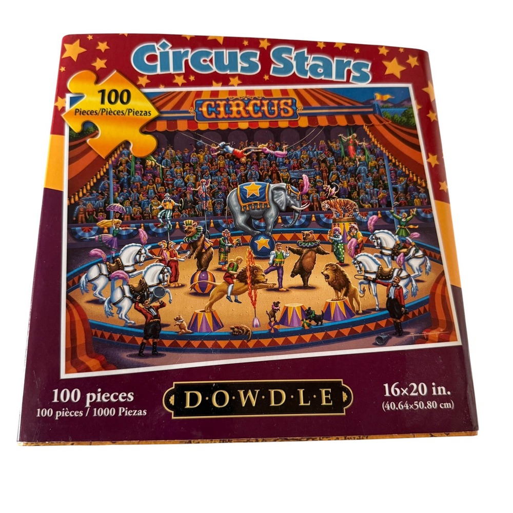 Dowdle Folk Art Circus Stars 100 Piece Jigsaw Puzzle 16x20 888584 Complete